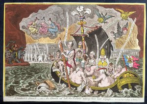 قارب Charon ، أو The Ghost&39;s of &39;All Talents&39; أخذ رحلتهم الأخيرة ، نشرته Hannah Humphrey ، 1807 (النقش اليدوي مع بعض aquatint)